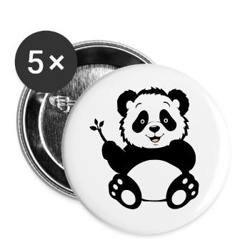 Pandabär - Buttons groß 56 mm (5er Pack) - Weiß - Vorne