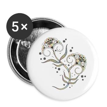Ornement floral délicat de mehndi pour la pleine conscience - Lot de 5 grands badges (56 mm) - blanc - Devant