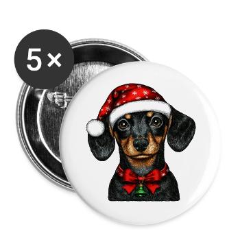 Christmas Dachshund - Buttons large 2.2''/56 mm (5-pack) - white - Front