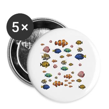 Colorful Fish Underwater Pattern - Buttons large 2.2''/56 mm (5-pack) - white - Front