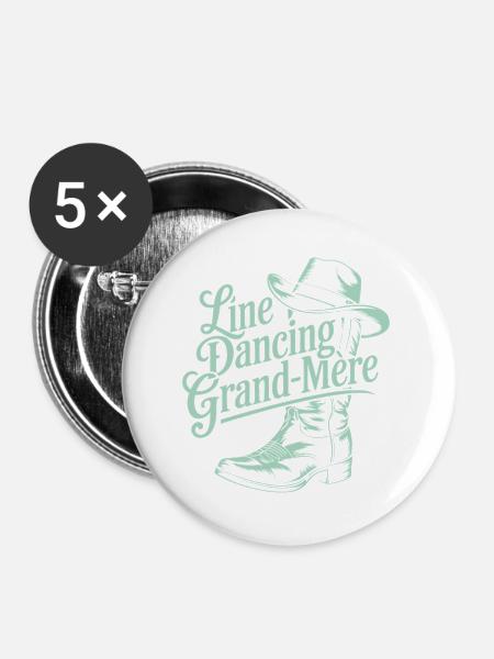 Line Dancing Oma - Buttons groß 56 mm (5er Pack) - Weiß
