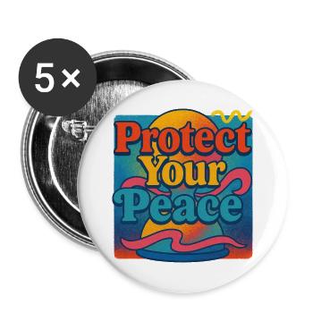 Protect Your Peace Retro Sunset - Buttons large 2.2''/56 mm (5-pack) - white - Front