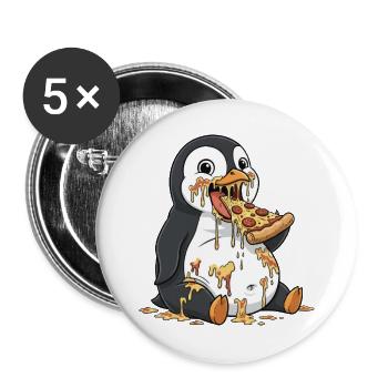 Pizza Penguin Spill Mignonne Cuisine italienne - Lot de 5 grands badges (56 mm) - blanc - Devant