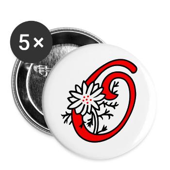 Letter O Initial - Buttons large 2.2''/56 mm (5-pack) - white - Front