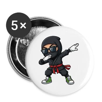 Dessin animé drôle de ninja dab - Lot de 5 grands badges (56 mm) - blanc - Devant