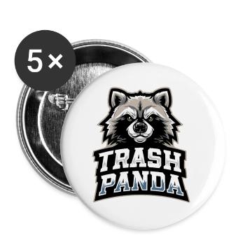 Trash Panda Waschbär Emblem - Buttons groß 56 mm (5er Pack) - Weiß - Vorne