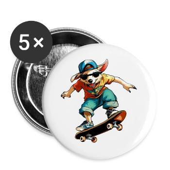 Australian Shepherd Skateboard - Dog - Buttons large 2.2''/56 mm (5-pack) - white - Front