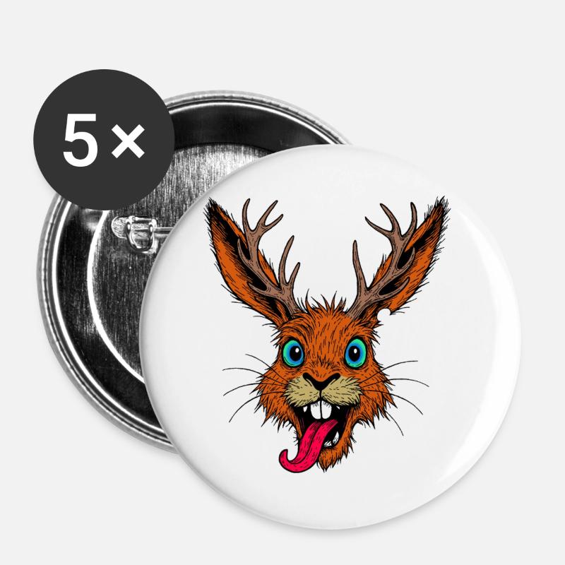 Raurackl - Buttons groß 56 mm (5er Pack) - Weiß