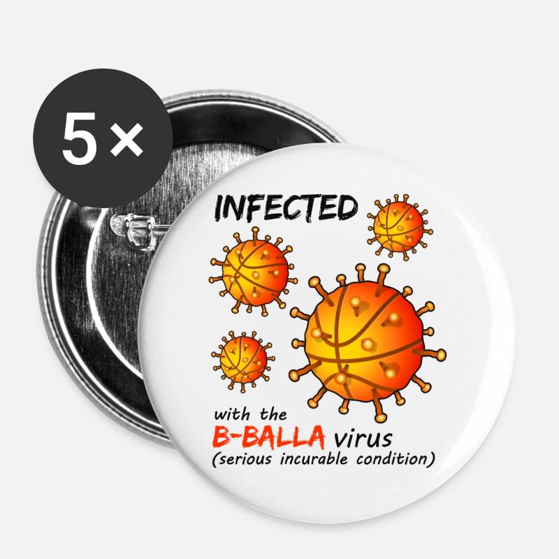 B-Balla Basketball Virus - Buttons large 2.2''/56 mm (5-pack) - white
