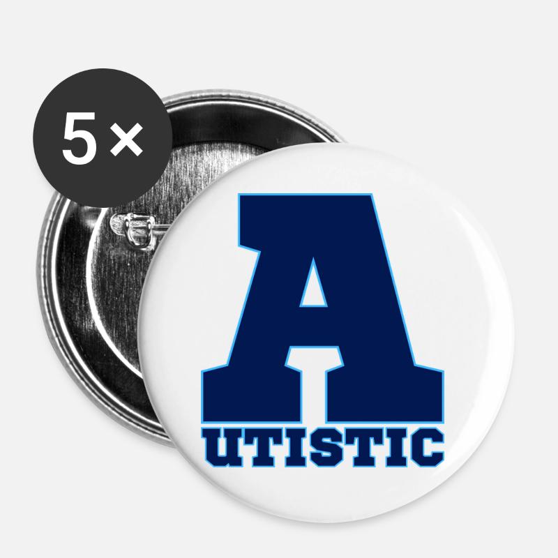 autistic - Buttons large 2.2''/56 mm (5-pack) - white