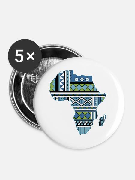Afrika-Karten-Stammesgruppe - Buttons groß 56 mm (5er Pack) - Weiß