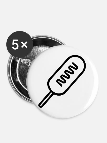 Corn Dog - Buttons groß 56 mm (5er Pack) - Weiß