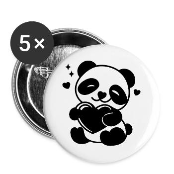 Soft Heart Panda - Buttons large 2.2''/56 mm (5-pack) - white - Front
