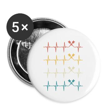Dart Heartbeat Rétro Darts Darter - Lot de 5 grands badges (56 mm) - blanc - Devant