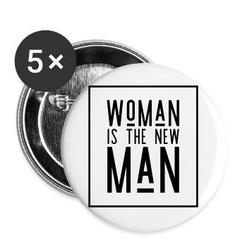 La femme est le nouvel homme - Féministe forte - Lot de 5 grands badges (56 mm) - blanc - Devant