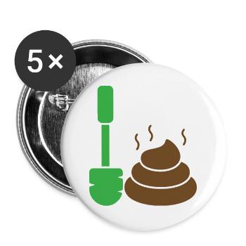 Green marker meets poop emoticon - Buttons large 2.2''/56 mm (5-pack) - white - Front