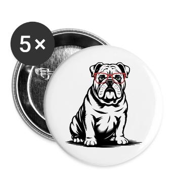 French Bulldog - Buttons large 2.2''/56 mm (5-pack) - white - Front