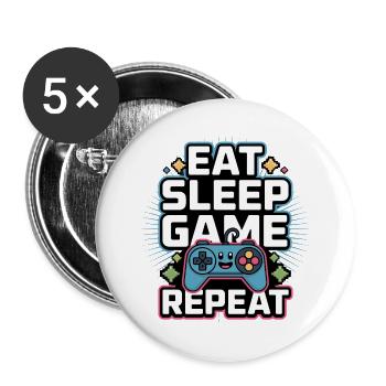 Jeu Manger et Dormer : Répéter - Lot de 5 grands badges (56 mm) - blanc - Devant