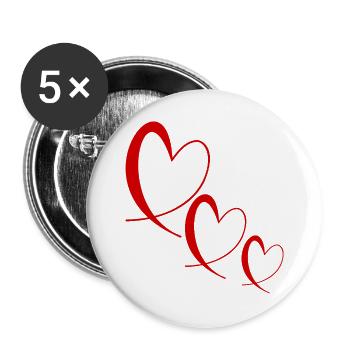 HERZ. VALENTINSTAG. HERZ. ICH LIEBE DICH. ICH LIEBE - Buttons groß 56 mm (5er Pack) - Weiß - Vorne
