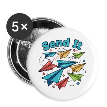 Envoyez-lui des avions en papier - Lot de 5 grands badges (56 mm) - blanc - Devant