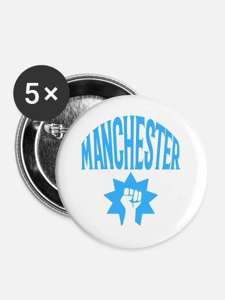 Manchester - Buttons groß 56 mm (5er Pack) - Weiß