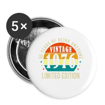 Vintage 1976 Limited Edition 50 Year Old Gift - Buttons large 2.2''/56 mm (5-pack) - white - Front