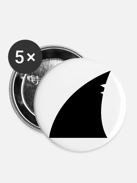Haifischflosse - Buttons groß 56 mm (5er Pack) - Weiß