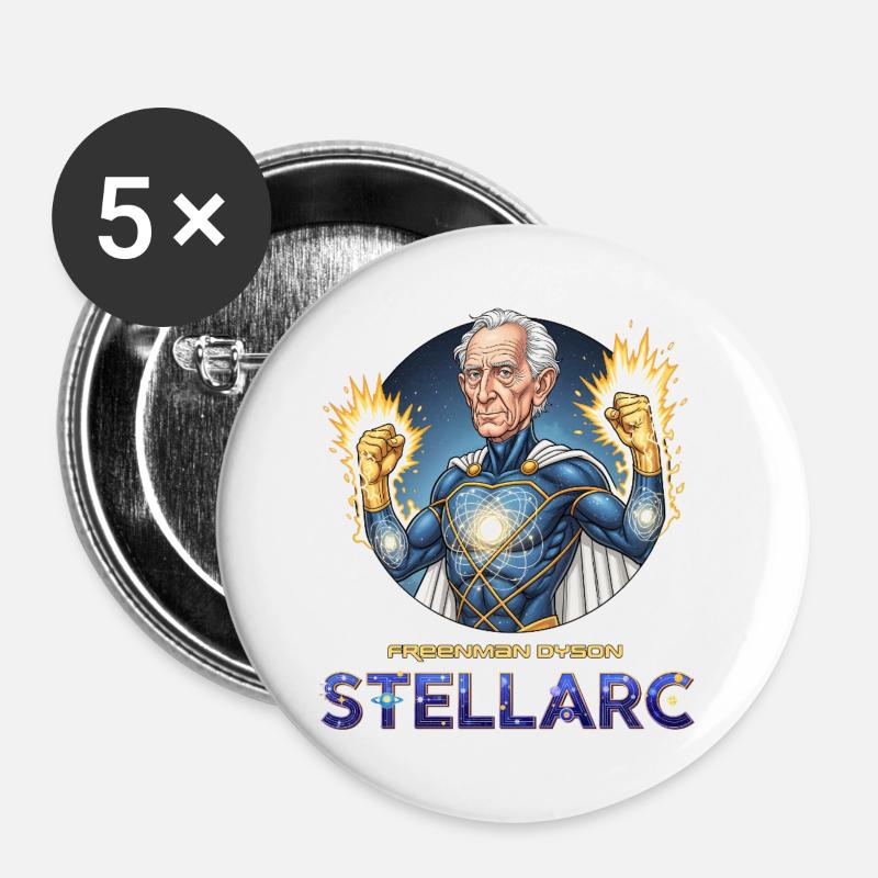 Stellarc Kosmischer Held - Buttons groß 56 mm (5er Pack) - Weiß