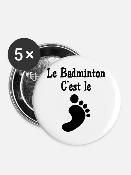 Badminton ist der Fuß - Buttons groß 56 mm (5er Pack) - Weiß