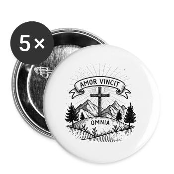 amor vincit omnia (L’amour l’emporte sur tout) - Lot de 5 grands badges (56 mm) - blanc - Devant