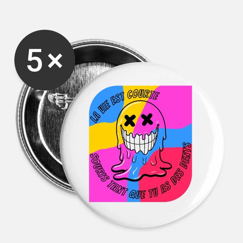 life is short. POP - Buttons large 2.2''/56 mm (5-pack) - white