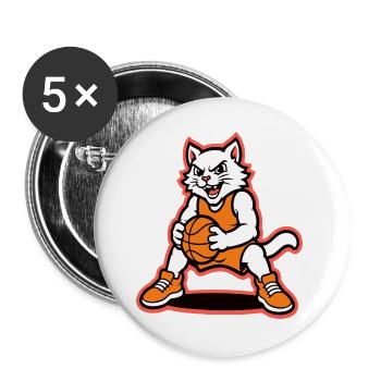 Wildcat Basketball Dribble Mascot - Buttons large 2.2''/56 mm (5-pack) - white - Front