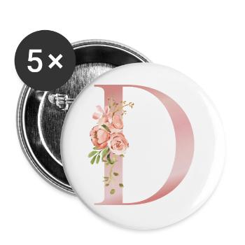 Pastel floral d with bouquet - Buttons large 2.2''/56 mm (5-pack) - white - Front