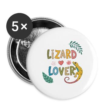 Lizard Lover — Tropical Colors - Buttons large 2.2''/56 mm (5-pack) - white - Front