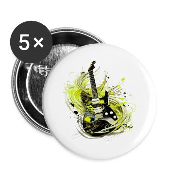 E-Gitarre Gitarre Gitarrist Musik Instrument Rock - Buttons groß 56 mm (5er Pack) - Weiß - Vorne
