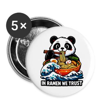 Panda Ramen: In Ramen We Trust - Buttons groß 56 mm (5er Pack) - Weiß - Vorne