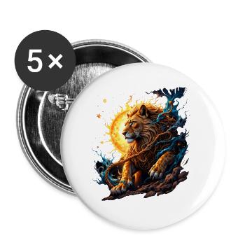 Tigre Élémentaire : Feu et Lune - Lot de 5 grands badges (56 mm) - blanc - Devant