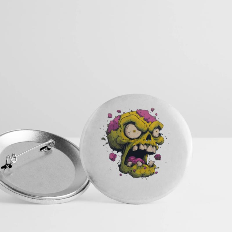 Exploding Skull – Comic Horror Motif Buttons large 2.2''/56 mm (5-pack)