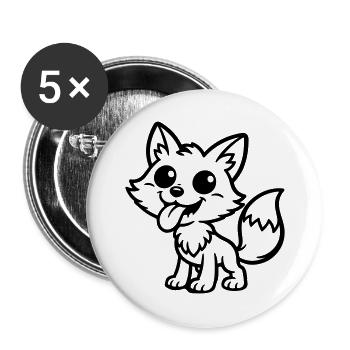 Fuchs Comic Lustig - Buttons groß 56 mm (5er Pack) - Weiß - Vorne