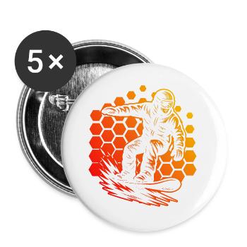 Ich liebe Snowboard cooles Motiv für Snowboard - Buttons groß 56 mm (5er Pack) - Weiß - Vorne