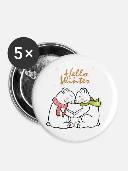 Hello Winter  - Buttons groß 56 mm (5er Pack) - Weiß