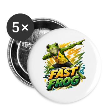 Frosch mit Goldmedaille - Buttons groß 56 mm (5er Pack) - Weiß - Vorne