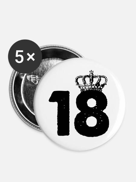 18 Krone - Buttons groß 56 mm (5er Pack) - Weiß