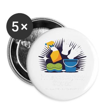 Lustiges Putzen Design - Buttons groß 56 mm (5er Pack) - Weiß - Vorne