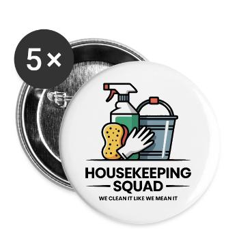 Lustiges Putzen Design - Buttons groß 56 mm (5er Pack) - Weiß - Vorne