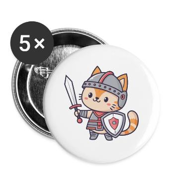 Miniature Knight Cat - Buttons large 2.2''/56 mm (5-pack) - white - Front