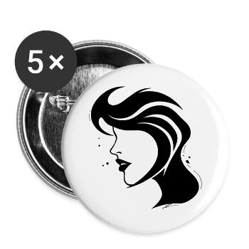 Silhouette Woman - Abstract Face - Buttons large 2.2''/56 mm (5-pack) - white - Front