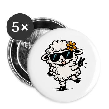 Dancing Sheep – Funny Illustration with Style - Buttons large 2.2''/56 mm (5-pack) - white - Front