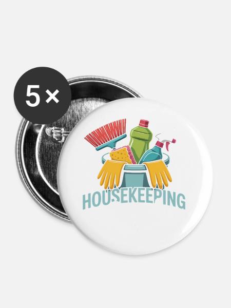 Lustiges Putzen Design - Buttons groß 56 mm (5er Pack) - Weiß