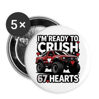 Écraser les Cœurs MonsterTruck - Lot de 5 grands badges (56 mm) - blanc - Devant